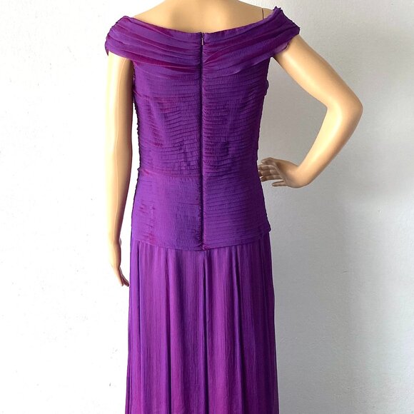 Evening Dress Formal Gown Designer Red Carpet Dress Silk Chiffon Maxi Plum Berry - Picture 9 of 10